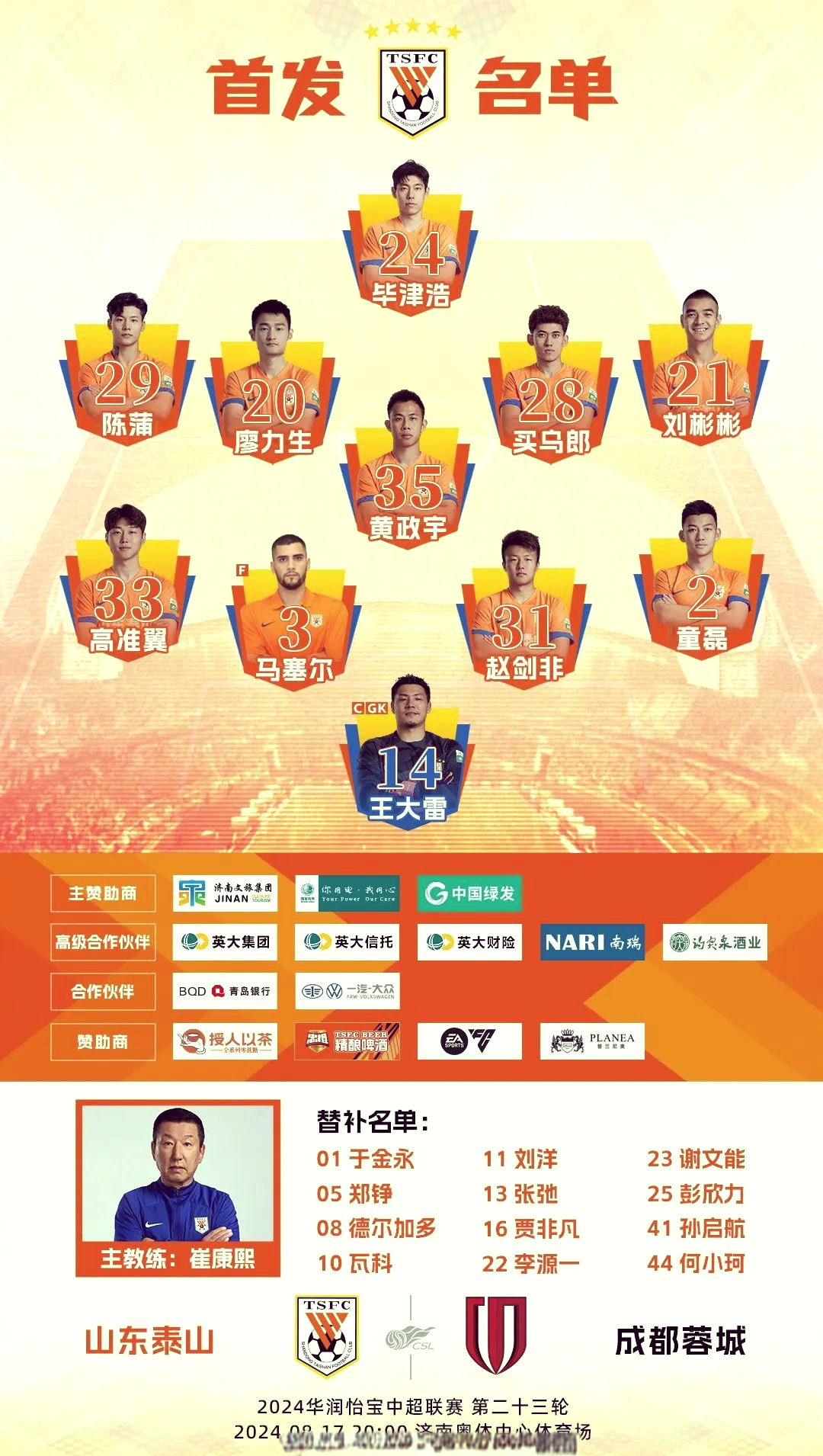 单场定生死！泰山主场迎战蓉城，历史战绩能否改写？